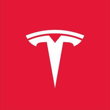 The image displays the Tesla logo (a stylized "T") in white against a red background, representing Tesla as one of the Nasdaq-100 companies holding Bitcoin alongside SpaceX, as referenced in the post.