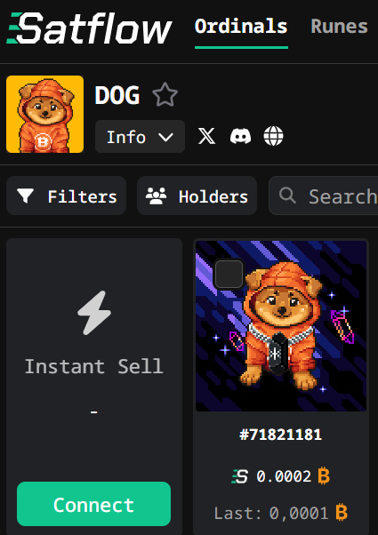 The image shows a screenshot of a website called Satflow that sells items for dogs. The main content of the image includes a picture of a dog wearing an orange hoodie, along with some text providing information about the platform's features. A button is visible in the bottom right corner and has the label "connect", suggesting that users can sign up to access the site or connect with others who may be interested in purchasing items for their pets. In this screenshot, there are also two different posts on Satflow: one containing an image of a dog wearing an orange hoodie and another showing a number, possibly representing information about dog-themed items available on the platform.