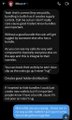 A low-resolution screenshot of a chat or social media conversation in dark mode with white text.