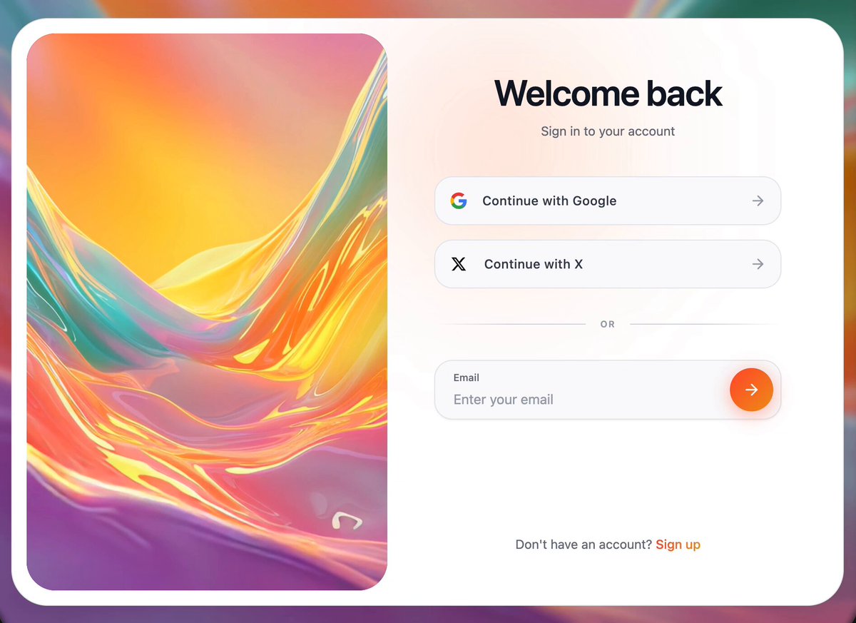 A colorful screen shot of a Google signup page with an orange button that reads 'Sign up'. There are two buttons visible, one located towards the center right side, another at the very bottom left corner which has text reading "Don't take an account unless you want". The image also features a cartoon banana and lines of a rainbow.