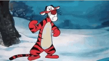 The image features a cartoon character, specifically a tiger, standing in a snowy field with its arms outstretched as if dancing or celebrating. The background of the image shows a snow-covered landscape, which complements the overall theme of the cartoon character's actions. The caption below the image provides context about the post and links to an article discussing Bitcoin and the USA government's control over it.
