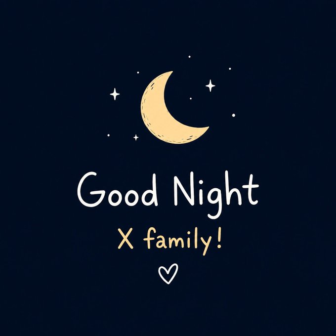 The image features a dark blue background with a white moon and stars above it. Below the moon, there's text that reads "Good Night X Family!". The phrase "X family!" refers to a group of people who are part of an online community or network called @CNPYNetwork. This network is known for its focus on blockchain technology and has been described as a "thousands of specialized chains built for specific communities, applications, and businesses". The image seems to be promoting the idea that the future of blockchain may not involve one chain serving everyone but rather a collection of smaller, specialized chains catering to specific needs.