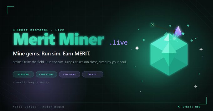 This image features a screenshot of a website called "Merrit Miner Live". The website displays information about the campaign for mining gemstones, which includes details such as how to stake your reward, run the sim, and accumulate points during the campaign. It also provides an overview of the rewards available at the end of the campaign based on the time spent in the simulation process. Overall, this screenshot showcases a user-friendly platform that allows players to experience the thrill of mining gemstones while potentially earning valuable rewards through their efforts.