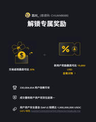 A dark promotional graphic in Chinese announces '解锁专属奖励' (Unlock Exclusive Rewards) with 'CHANNEL888', showing dollar and percentage symbols.