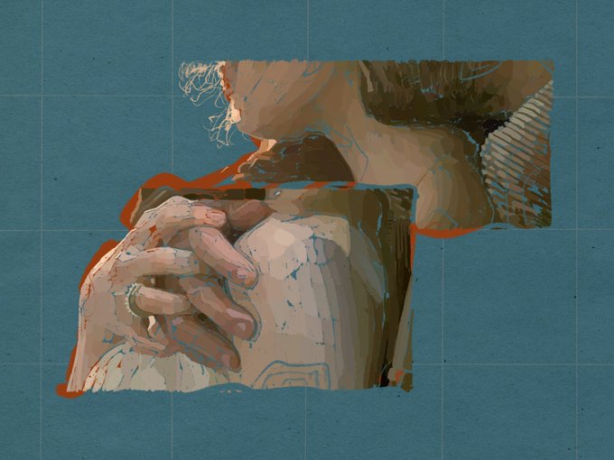 The image features a collage or digital art piece, which includes a person with their arm raised against a green background. The piece also contains a square or block of the same color that has been cut out from the main image, giving it a sense of depth and complexity. Below this section in the bottom right corner, there is a statement reading "Gm & SOLD Thank you @King_PRomulus for collecting one edition of this piece! I appreciate your support." The colors used in this particular image are predominantly green and brown.