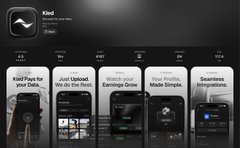 The Vivi app listing on an app store, marketed as a smart glasses app with features like 'Kimi Plays for your Data,' 'Just Upload An AI At The Back,' and 'Seamless Operations.'