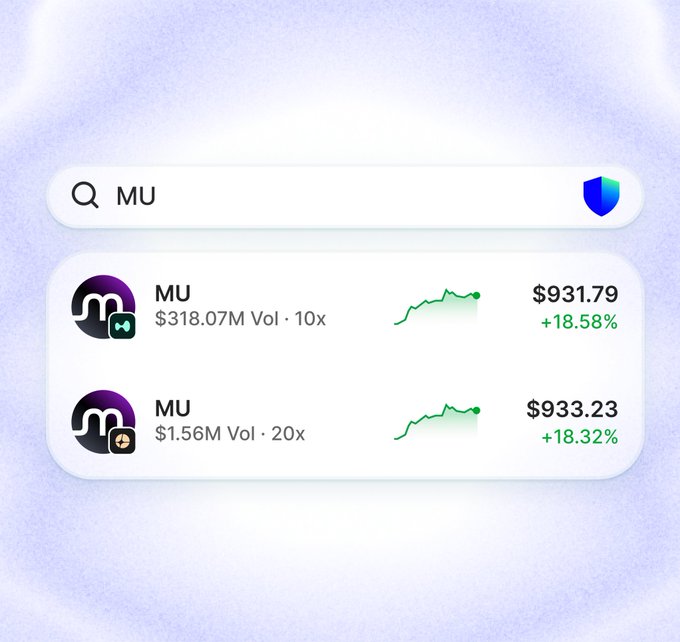 The image shows a computer screen displaying information about cryptocurrency prices, specifically focusing on the price movement of MU, which has increased by 18% in the past 24 hours. The market cap of MU has reached $1T for the first time during this period, with available trading pairs also shown on the screen. Additionally, there are two more trading pairs visible at a distance below the MU symbol. The image is accompanied by a caption that provides context about the post and highlights the rising value ofMU.