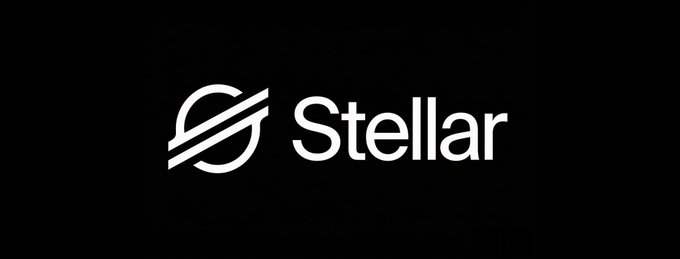The white Stellar cryptocurrency logo and wordmark displayed on a black background.
