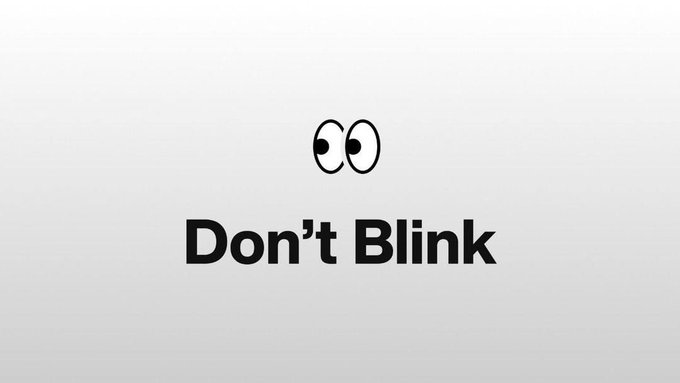 The minimalist image features two simple cartoon eyes peering over the bold text "Don't Blink," set against a soft gradient background. The wide-eyed, watchful gaze paired with the warning caption metaphorically reinforces the post's message about the unseen complexity that emerges when integrations scale—suggesting that a single missed connection or overlooked detail can quickly spiral into an architectural nightmare.