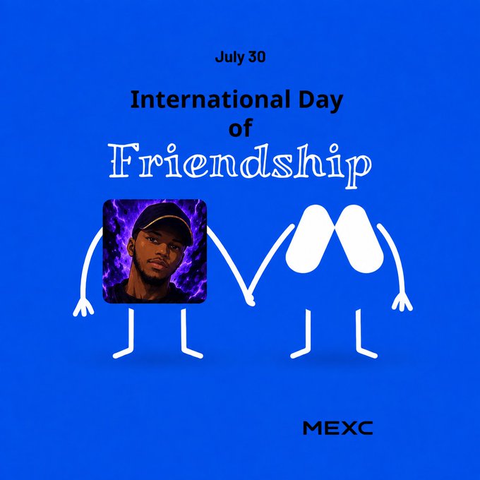 A blue MEXC promotional graphic for July 30, International Day of Friendship.