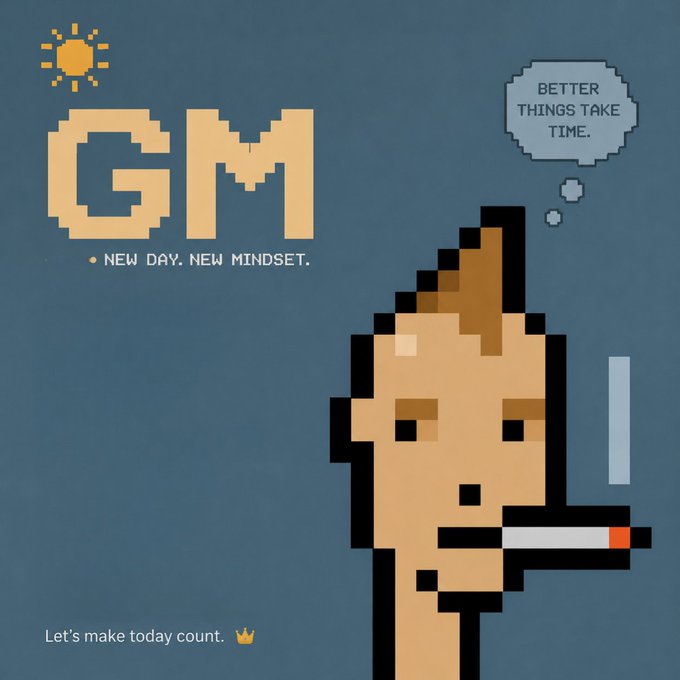 The image features a cartoon character holding a cigarette with the caption "Let's make today count. @NomismaNetwork @useTria". The character appears to be a man, possibly wearing a crown or hat, which adds an element of whimsy to the overall design. The text in the image encourages viewers to focus on their daily activities and appreciate the progress they are making towards personal growth and improvement.