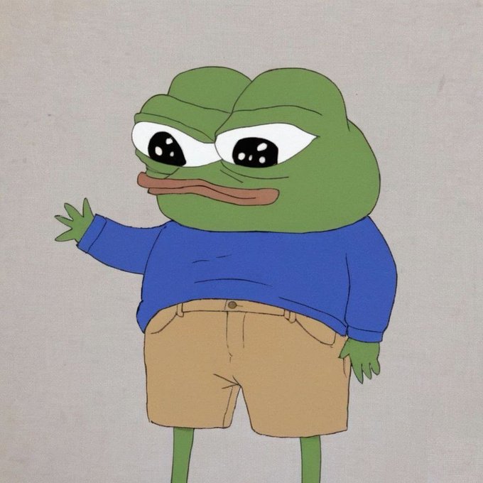A drawing of Pepe the Frog, a chubby green cartoon character wearing a blue sweater and tan shorts, stands with a flat, unenthusiastic expression. The image pairs with "They want me to do it again," capturing Pepe's iconic deadpan, reluctant mood as he's apparently being asked to reenact his meme duties once more.