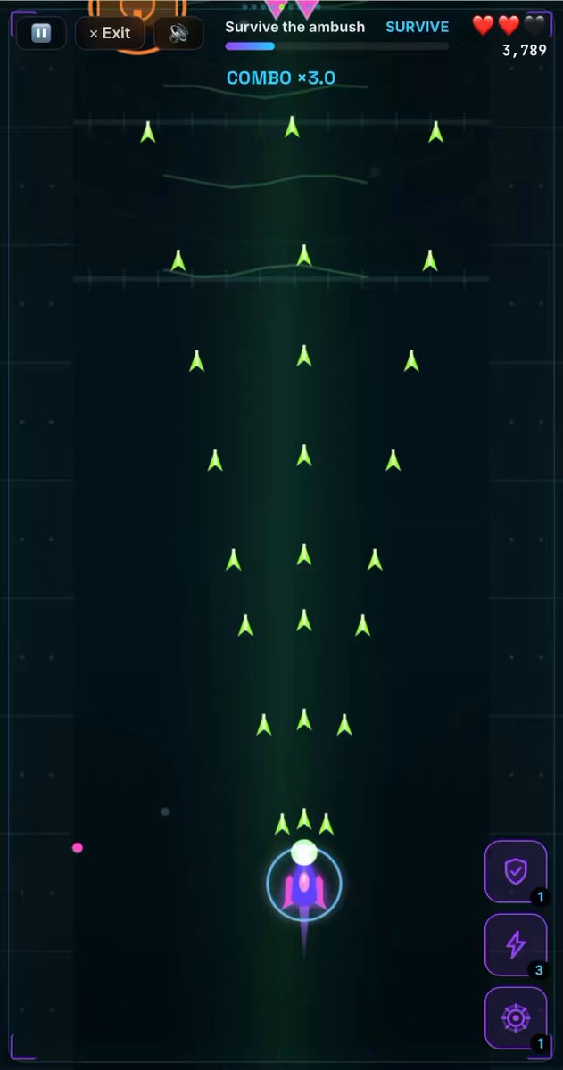 The image shows a game interface with a large screen displaying an exciting space battle game featuring multiple players, spaceships, and starships engaged in combat. The game has a purple background and green accents that make it visually appealing. The text on the image reads "ONE OF THE MOST GAMIFIED ECOSYSTEMS ON SOLANA IS HERE Most projects launch a token. We launched an entire ecosystem. Play Games Earn XP Unlock Evolution Characters Collect Legendary Weapon NFTs Stake NFTs Earn Daily". This suggests that the game is designed to be played on multiple platforms and offers various rewards for players who complete missions, earn experience points, or participate in tournaments.