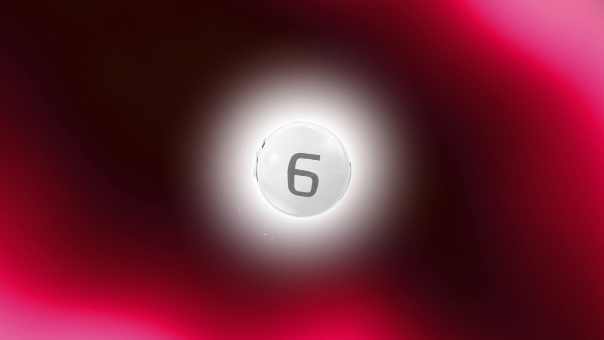 The image features a white number six with a red background, which appears to be floating or hovering above the viewer's head. The text "WE'RE OFFICIALLY LIVE ON SOLANA Kaching has officially migrated to Solana" is displayed below the number six. This suggests that the post is promoting a new era of gaming on the Solana blockchain platform.