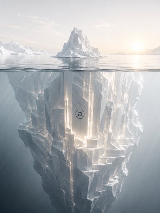 The image shows a floating iceberg with an email address displayed, surrounded by light blue water. At the bottom of the iceberg is the network that connects $1.80 to $50 and is slowly growing. This suggests that even though today might seem like a time where opportunity seems scarce in the crypto world, there are still ways for people to invest and benefit from it. The post focuses on this potential for growth and emphasizes the importance of staying informed about the evolving landscape of the cryptocurrency market.