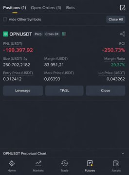 The image shows a phone screen displaying a trading app with real-time stock data about cryptocurrency. The user's positions include two options related to USDT, and the amount of money they are making or losing. The app displays information on the trading strategies used by users for different cryptocurrencies like USDT, LTC, and XRP.

The phone screen also provides an update about a friend who recently experienced a significant financial loss due to a cryptocurrency investment. The user shares their message with others in search of advice regarding similar experiences or warning them against similar investments to prevent potential financial harm.