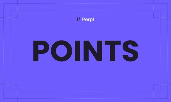 A blue screen with the word 'POINTS' in large dark text, with a smaller 'Perpl' logo and text above it, surrounded by a decorative border.