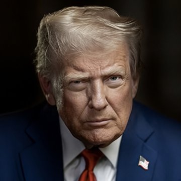 Donald Trump's image accompanies a report from The Block detailing Trump Media's $360.6 million in unrealized losses on digital assets in the first half of 2026, including significant holdings in $BTC and $CRO.