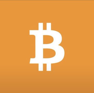 The white Bitcoin "B" logo displayed prominently on an orange background.