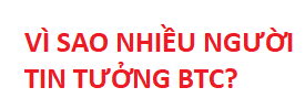 Red Vietnamese text with a dripping blood effect asking 'VÌ SAO NHIỀU NGƯỜI TIN TƯỞNG BTC?' (Why do many people trust BTC?).
