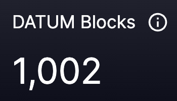The image displays a metric labeled "DATUM Blocks" showing a count of 1,002. In context of the post discussing decentralized template construction and BIP110, this likely represents the number of blocks (out of 1,002) that have been observed using DATUM, a decentralized Bitcoin mining protocol—highlighting adoption progress toward decentralizing template construction at the node level.