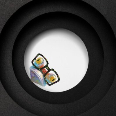 A small iridescent object resembling a butterfly or bow-tie is centered within concentric black circles on a white background, appearing like a magnifying lens or targeting reticle. The image seems to symbolize scrutiny or investigation, visually reinforcing the post's tone urging closer examination of the $TIBBIR token's unusual resilience and hidden activity on Base.