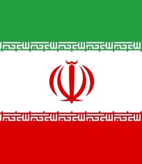 The flag of Iran featuring horizontal green, white, and red stripes with the red emblem in the center.