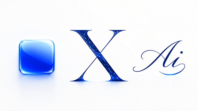 The image features a logo with three blue letters arranged vertically against a white background, which reads "X AI" in a cursive font. Below this logo, there's an illustration of a blue square app icon that says "Base x AI". The text on the image also mentions that the app has been receiving fresh replies and is at 3M by July, with emissions getting slashed to 2B via antseed, and the app's compute burns stacking toward 2B.