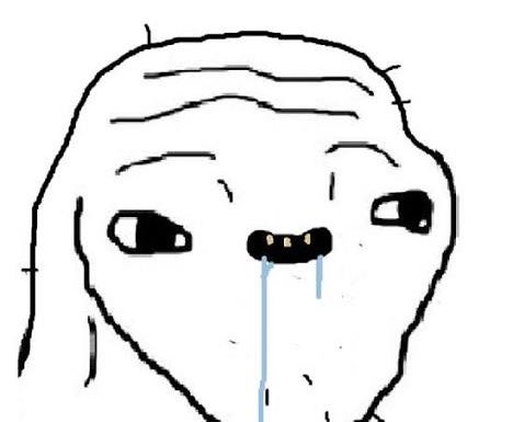 A crude drawing of a crying face with the caption mocking BSC (likely Binance Smart Chain) leadership, depicting a dewy-eyed blob to humorously suggest that project leaders are crying while exploiting or mistreating BSC traders.