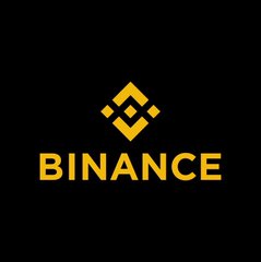 A Binance logo displayed in gold on a black background, featuring the diamond-shaped BNB symbol.