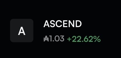 The image displays a token chart for "ASCEND" priced at ₳1.03 with a +22.62% gain, aligning with the post highlighting $ASCEND's 22% rise as Midnight's first dapp on mainnet.