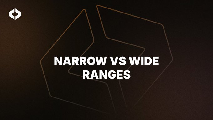 Title card with text 'NARROW VS WIDE RANGES' on a dark background with geometric shapes and a logo in the top left.