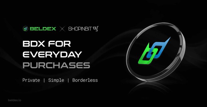 A promotional banner for BELDEX x SHOPNIT reading 'BDX FOR EVERYDAY PURPOSES' with the tagline 'Private | Simple | Borderless' and the website beldex.io.