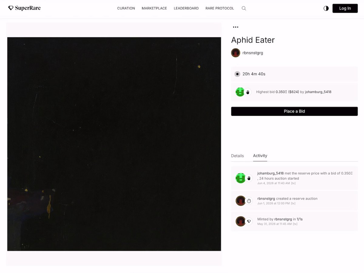 𝗔𝗽𝗵𝗶𝗱 𝗘𝗮𝘁𝗲𝗿" 𝘈 𝘊𝘶𝘳𝘢𝘵𝘦 𝘰𝘯 𝘚𝘙 current bid: 0.35 Ξ".