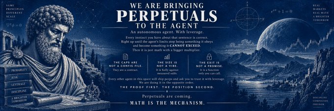 An advertisement reading "WE ARE BRINGING PERPETUALS TO THE AGENT" featuring a classical Roman statue and a moonlit landscape.