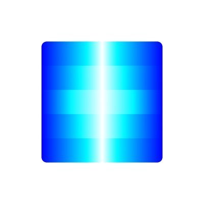A glowing blue square icon features horizontal stripes radiating from a bright white vertical line down its center.