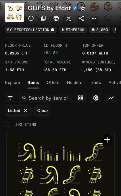 The image shows a phone screen with various icons and text displayed. The main focus of the image is a post that says "GLiFS Pumping as the co-creation experience comes to an end Over half of the collection has been customized by the community and soon will be put on chain Do you hold glifs and if so, have you customized yours?". This post seems to be related to the GLIFS pumpers, a popular social media platform. The image also contains a picture of a yellow snake with black spots, which is likely an icon or logo associated with the platform.