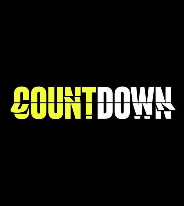 A black background with the word 'COUNTDOWN' displayed in stylized yellow and white text with a glitch effect.