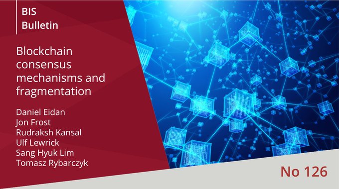 A cover page for BIS Bulletin No 126, titled "Blockchain consensus mechanisms and fragmentation," listing authors Daniel Eidan, Jon Frost, Rudraksh Kansal, Ulf Lewrick, Sang Hyuk Lim, and Tomasz Rybarczyk.

The image shows a central bank research paper about blockchain technology, which contrasts with the post's claim about a "matrix system" of traditional finance controlling crypto—highlighting how institutions like the BIS are now actively studying and publishing on blockchain and consensus mechanisms.
