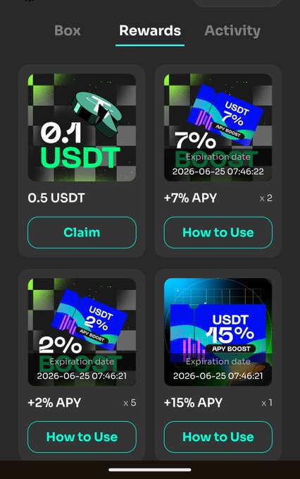 The image shows an app screen with four different cryptocurrency options displayed, including Bitcoin, USDT, UDT, and APY. The app has a "rewards" section where users can claim their rewards for participating in the marathon challenge or completing other tasks on the platform.
