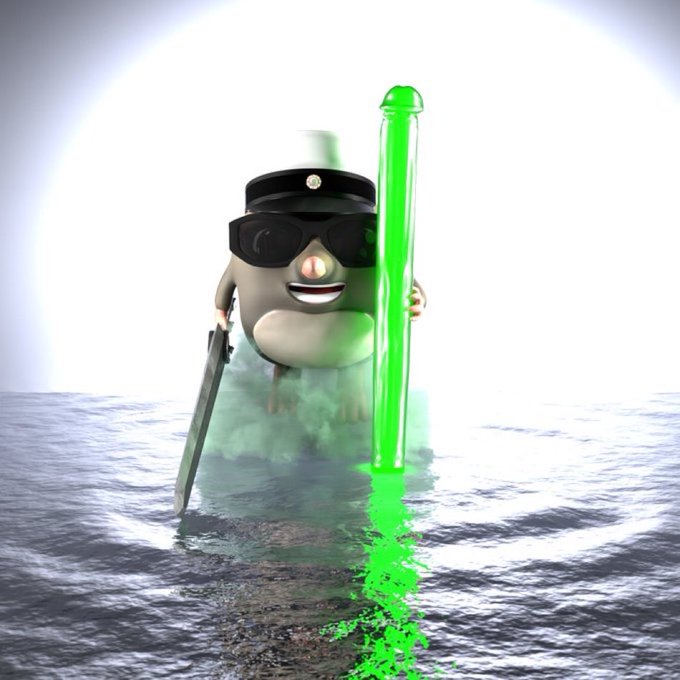 A cheerful, sunglasses-wearing cartoon character wearing a small hat stands waist-deep in water, holding a glowing green candlestick, with the bright green "wick" extending down into the water—visually emphasizing the "$SMOLE" token being "one candle away from ATH of $1M" as referenced in the post.