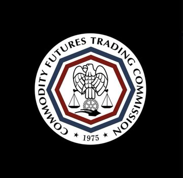 The image shows the official seal of the Commodity Futures Trading Commission (CFTC), featuring an eagle with scales of justice inside a red and blue heptagon, encircled by the agency's name and the year "1975," directly relating to the CFTC's recent warning to prediction markets regarding sports event contracts.