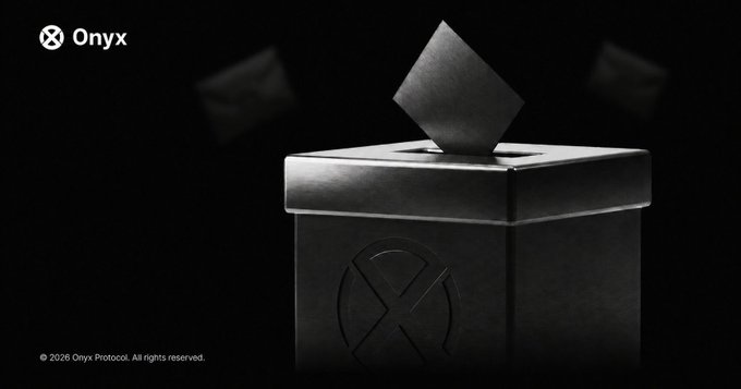 A dark promotional image for Onyx Protocol featuring a black cube with an X logo and copyright text '© 2026 Onyx Protocol. All rights reserved.'