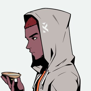 A hooded anime-style character with dark skin holds a small bag while looking at it, with the Azuki "Z" logo visible on the hood. The image relates to the post by symbolizing the excitement of receiving new Azuki NFTs (referred to as "babies") to hold, with the bag representing the NFT storage in a crypto wallet.