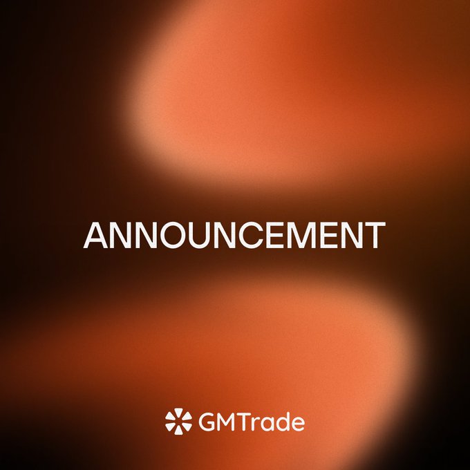 The image is an announcement graphic with the word "ANNOUNCEMENT" in bold white text centered on a blurred warm-toned background, with the "GMTrade" logo at the bottom.

The "ANNOUNCEMENT" graphic serves as a header to draw attention to GMTrade's price impact update, visually framing the announcement about increased negative price impact during the Forex market break and extended trading hours.
