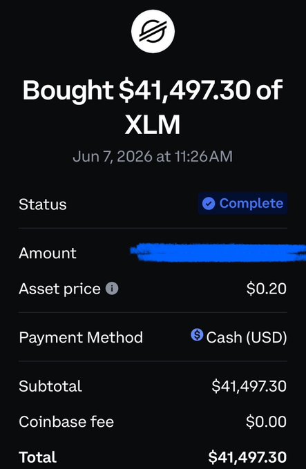The image shows a cell phone screen displaying information related to cryptocurrency, specifically a Bitcoin wallet that has been purchased using ether. The amount of money spent and remaining can be seen clearly, with a total cost of $41,979.30. The user is happy about their investment in the XLM coin and shares their excitement on social media, indicating a successful buy and positive returns from this particular transaction.