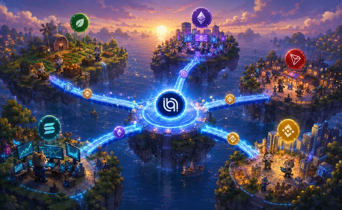 The image features an animated cityscape filled with various buildings representing different cryptocurrencies such as Bitcoin (BTC), Solana (Sol), Tron, Ripple (XRP), and Stellar (Stellar). Each building has unique shapes and sizes, showcasing their individual characteristics. The city is interconnected by bridges that represent the network infrastructure.

The sky in the background displays a beautiful sunset over the ocean at the horizon, adding to the overall visual appeal of the scene. In addition to these elements, there are several small figures scattered throughout the image, possibly representing users or other inhabitants of this digital metropolis. The post mentions that there's more to the cryptocurrency landscape than just Bitcoin, and it references platforms like Solana, Stellar, Tron, Ripple, and Algorand as examples of additional cryptocurrencies with their own networks and communities.