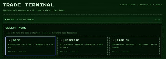 "Meiterminal.io trading platform displaying a trade terminal with various options for selecting a mode or an account type, which includes Safe and Risk-Minute Accounts."