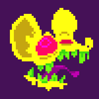 The image shows a pixel-art golden duck or bird wearing a green scarf, with a pink heart on its chest, set against a dark purple background. The whimsical, retro-style creature complements the post's playful "degen" crypto culture reference, suggesting a fun, chaotic nighttime vibe for crypto enthusiasts.