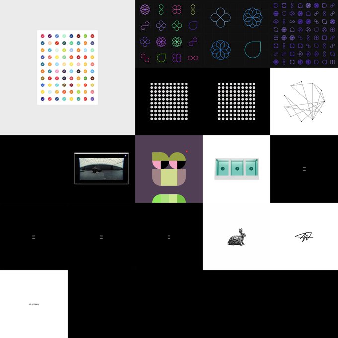 A collage of various graphic design elements, icons, and illustrations.